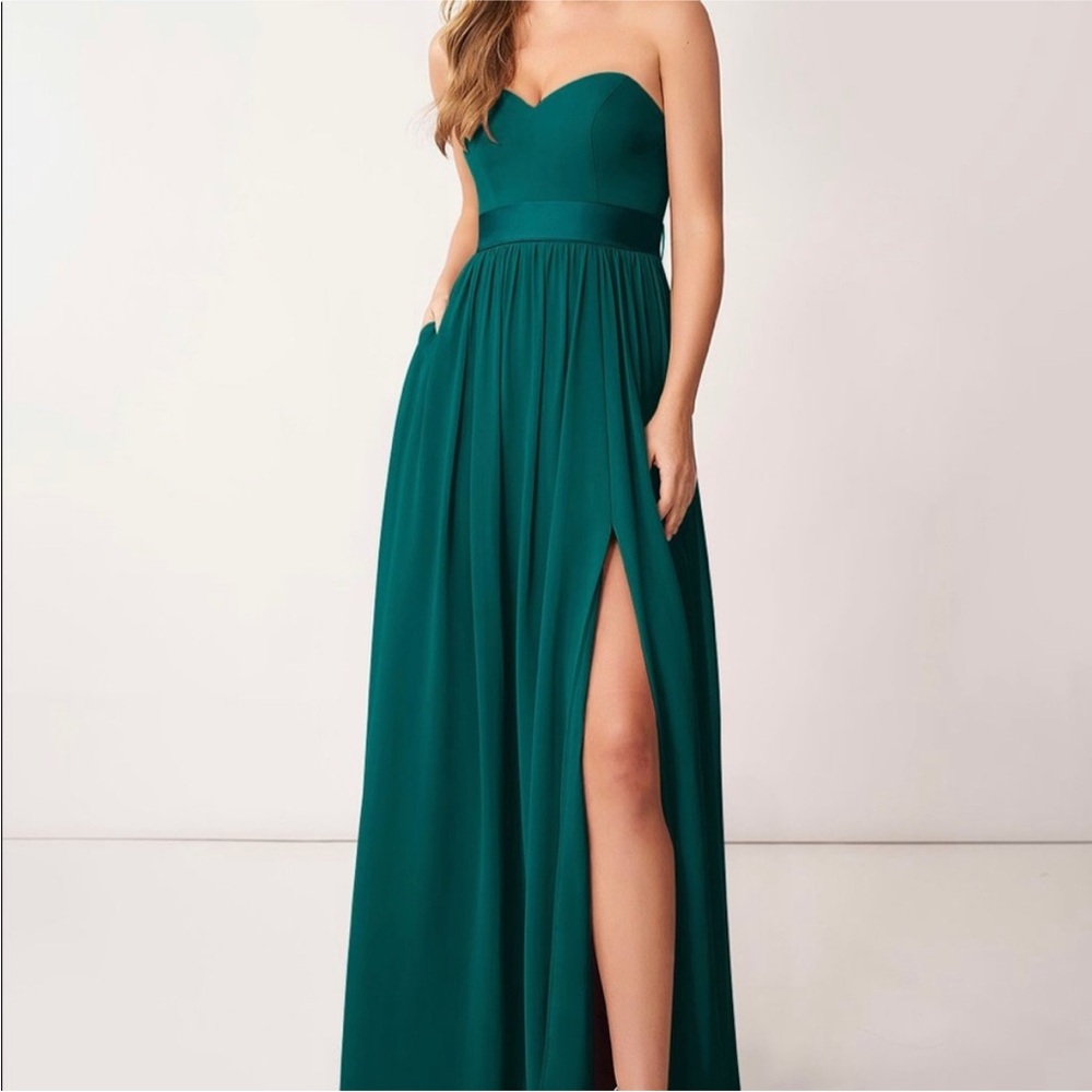 Elegant Azazie Peacock/ Teal Evening Bridesmaids Gown